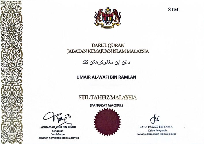 SIJIL TAHFIZ MALAYSIA (1) - Umair wafi