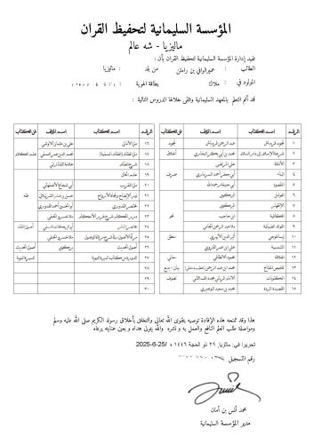 sijil bahasa arab - Umair wafi